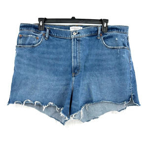 Abercrombie & Fitch size 35 or 20 4" high rise mom short jean denim raw hem‎